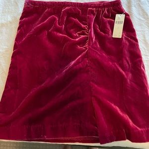 Anthropologie Red Velvet Skirt